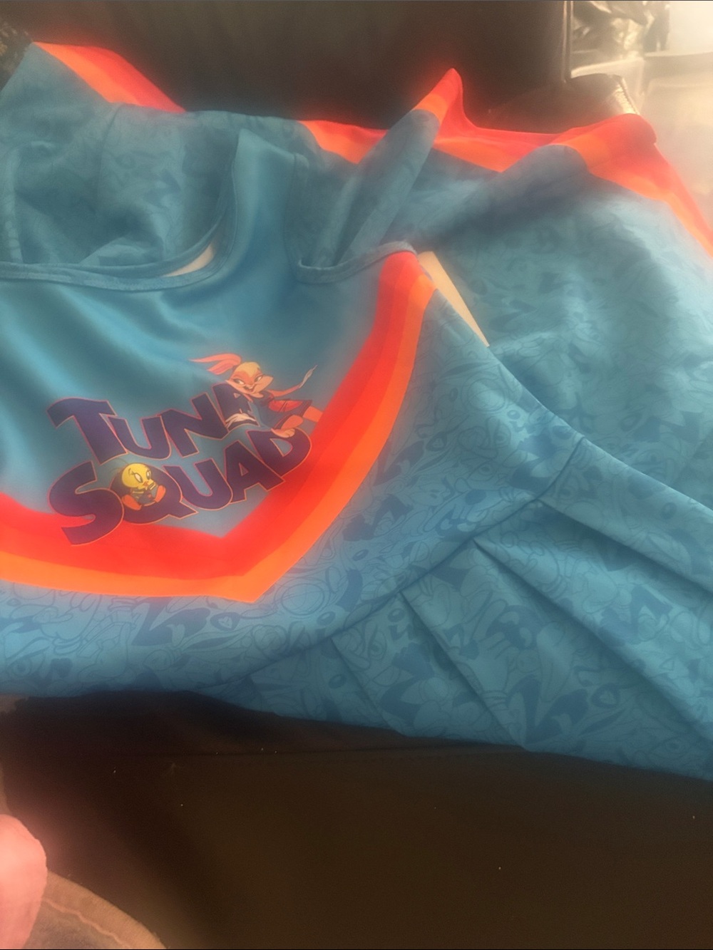 Tune Squad Blue girls dress 14/16 with Orange Trim